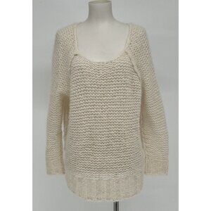 Free People Cream Scoop Neck Chunky Knit Sweater